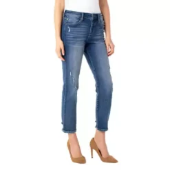 Women's Liverpool Los Angeles Crop Destructed Slim Fit Straight Jeans