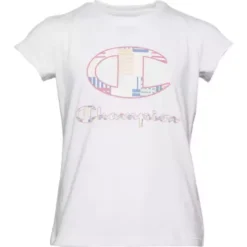 Girls' Champion Multi Stripe Patterned Logo T-Shirt