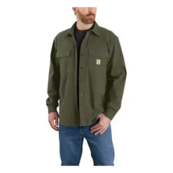 Men's Carhartt Rugged Flex Relaxed Fit Canvas Fleece-Lined Snap-Front Shirt