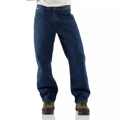 Men's Carhartt Flame-Resistant Signature Denim Dungaree Pants 1 Men's Carhartt Flame-Resistant Signature Denim Dungaree Pants